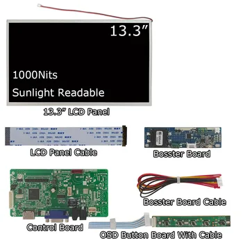 13,3-инчов модул LCD екран за 1080P 1000ниц 1920x1080 индустриален клас LCD панел с интерфейс VGA, HDMI, такси шофьори