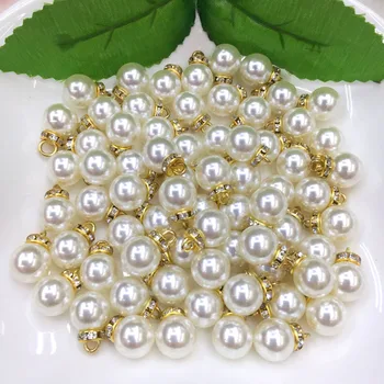 18 бр., имитация на кръгла перла 8-16 mm, с бели пластмасови мъниста, копчета за шиене, за облекло, аксесоари за облекло 