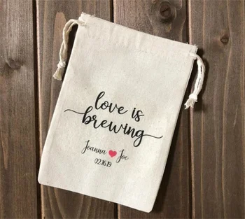 20 броя потребителски чанти Love Is Brewing за сватбени подаръци
