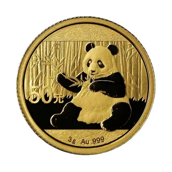 2017 Китай Панда Златна възпоменателна монета/кюлчета Истински оригинален 3g Au.999 50 юана UNC