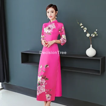 2022 очарователно ретро китайското женствена рокля чонсам qipao, дрехи за партита, китайското рокля чонсам за жени, рокля aodai, вечерна рокля