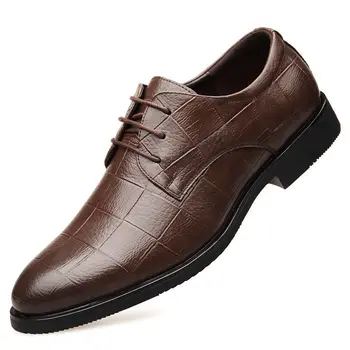 2023 Нови Черни Кожени обувки, Мъжки Официални Бизнес Кожени обувки, Основни Ежедневни Обувки за Сватба, Мъжки Модел обувки, Мъжки обувки