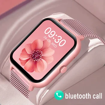2023 Покана Смарт часовници дамски умни часовници с потребителски циферблат за Android и IOS и е Водоустойчив музикални часовници Bluetooth, часовник-гривна с пълна докосване