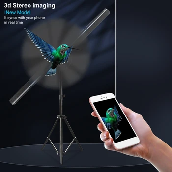 3D Холографски Проектор 42 см 3D Fan 224LED WiFi Голограммная Лампа С Логото на Играч на Изображения, Фото Видео Дисплей Рекламна Машина