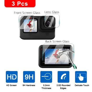 3ШТ закалено стъкло за GoPro HERO11 Hero 11 Защитно фолио за преместване на обектива на камерата, филм за втвърдяване HD Прозрачен капак на екрана на камерата