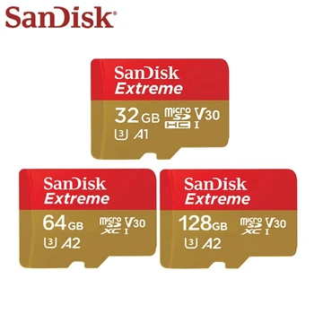 Extreme microSD Карта TF Карта SanDisk Original SDXC U3 A2 32GB 64GB 128GB 256GB 512G 400gb за Камерата Дрона номер на автомобила 4K