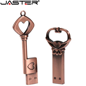 JASTER меден ключ във формата на сърце с любов usb флаш памет pendrive pen drive 4 gb 8 gb 16 gb 32 gb метални ключове memory Stick сватбен подарък