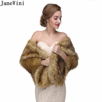 JaneVini 2021, яке от изкуствена кожа за коледно парти, сватба палто-болеро, зимно яке, дамски наметало, сватбени и вечерни пелерини от изкуствена кожа, шалове