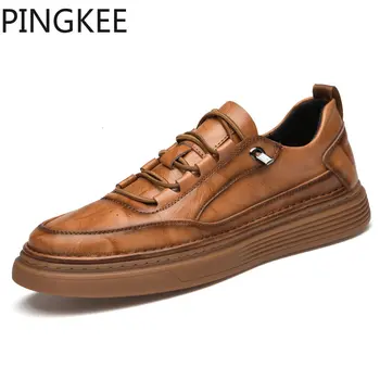 PINGKEE/ Мъжки Обувки от Телешка кожа, Леки Ежедневни Обувки, Удобни Обувки за Мъже, Дишащи Мъжки Маратонки Дантела, Мъжки Обувки