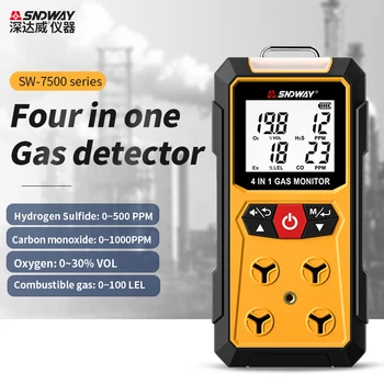 SNDWAY SW-7500A Горими газ Четири в едно Детектор на токсични и вредни газове, Кислород, Въглероден Монооксид Сероводород Аларма Инструменти