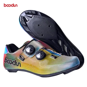 Велосипедна обувки Boodun, обувки за шоссейного планински велосипед, МТБ обувки с ключалки, боядисана микрофибър, дишаща горна част, найлонова подметка, велосипедна обувки