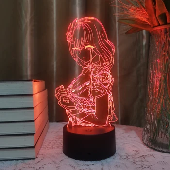 Детска фигурка Genshin Impact, акрилна бяла дъска, светещ основа за детска нощни лампи, аниме, led 3D лампа, коледна декорация, подарък Raiden Shogun