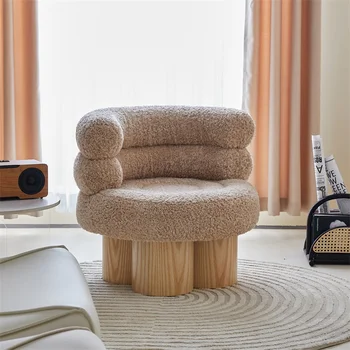 Едноспален разтегателен диван и фотьойл за хол с флип от гръб от масивно дърво, кадифе агне, дизайнерски модел мебели за почивка, разтегателен Muebles Mobilier