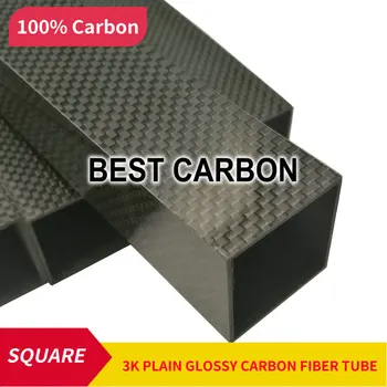 Квадратна тръба от тъкан от Въглеродни влакна 30 mm x 28 mm x 1000 мм с Високо Качество 3K, Тръба от CFK, Тръби от въглеродни влакна