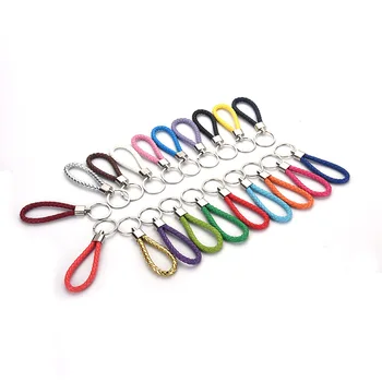 Ключодържател от колата с плетени кожени веревочной дръжка, мъжки и женски ключодържател, сменяем метален луксозен ключодържател 27 цвята