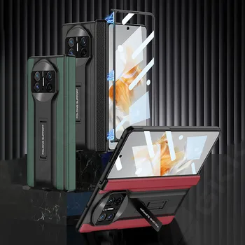 Кожена Твърд Калъф с магнитна линия GKK За Huawei Капитан X3 Case В комплекта Със Стъклена стойка За екрана, За да Huawei Капитан X3 Case