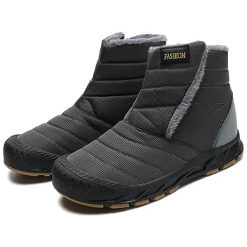 Маркови зимни мъжки непромокаеми зимни обувки, топли плюшени ботильоны, мъжки улични обувки, работни обувки с високо качество, по-големи размери, мъжки обувки