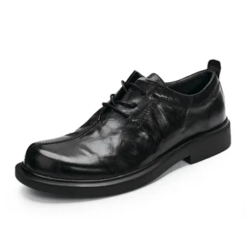 Мъжки ежедневни бизнес обувки от естествена мека кожа, луксозна дизайнерска сватбена ръчно изработени обувки от естествена кожа в ретро стил, мъже социална обувки