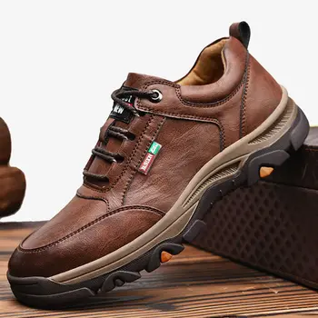 Мъжки ежедневни обувки, Лека нескользящая обувки на платформа, 2023 Модерен Дизайнерски Кожени Обувки, Мъжка Работна обувки, маратонки мъжки 운동화
