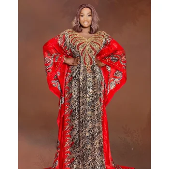 Облекло Труд Етническа африканско племе женствена рокля с бисерным принтом, леопардовый халат, африкански рокли