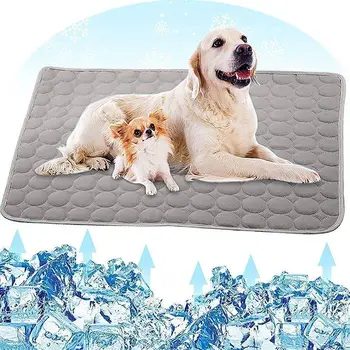 Охлаждащ подложка за кучета, дышащее трайно одеяло, възглавничките от лед коприна, разтегателен, моющаяся възглавница седалка, на хладно мек годишният мат котешки легла, аксесоари за домашни любимци