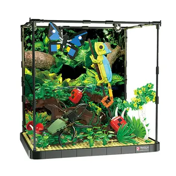 Резервоар-хамелеон, тропически модела блокове, палата на тропическите гори, MOC, растения-пеперуди, гущери, тухли, идеи, екологични цилиндър, подарък играчка