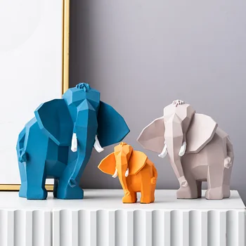 Скандинавска геометрична скулптура на слон, мека украса за дома, декорация за хол, офис, украса за маса, украса за животни, подарък за нов дом