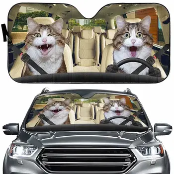 Смешно Котка Животно, Водачът на Колата сенника на Предното Стъкло на Автомобил на Предната Прозорец Интериор Анти-Слънчев Авто Блок Покриване на Suv Камион UV Лъч