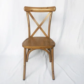 Страхотна тема, сватбена имитация на масив дърво, стол с кръстосани облегалка, Штабелируемый маса за хранене, стол, направен от алуминиева сплав, за да представят стария