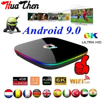 ТЕЛЕВИЗИОННА конзола с Android 9,0 Q Plus 4 GB 64 Allwinner H6 4 GB 32 GB 1080P H. 265 6K HD мултимедиен плейър 2,4 G Wifi Безжична телеприставка