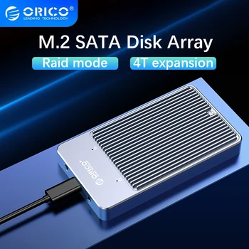 Твърд диск ORICO M2 NGFF SATA SSD С две отделения Корпуса на твърдия диск Type-C на Корпуса на твърдия диск за твърди дискове B Key и B + M Key Поддръжка на режим RAID