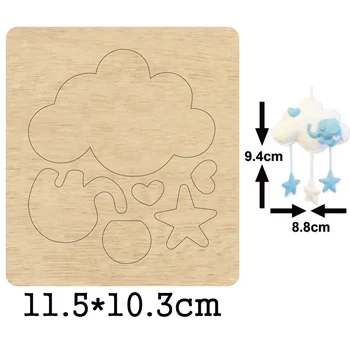 Украса с облаците и Луната Дървена форма на ръчно изработени Декор за детска спалня 2020 Нови дървени печати изделия от кожа, плат, хартия