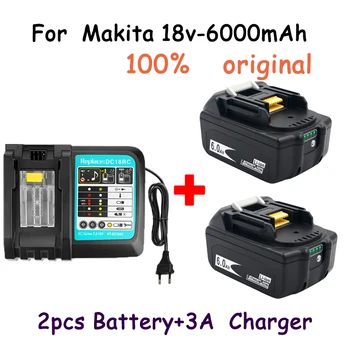 акумулаторна батерия 18650, резервна батерия Makita, 18v6000mah със зарядно устройство 3A, bl1840 bl1850 bl1830 bl1860b lxt400